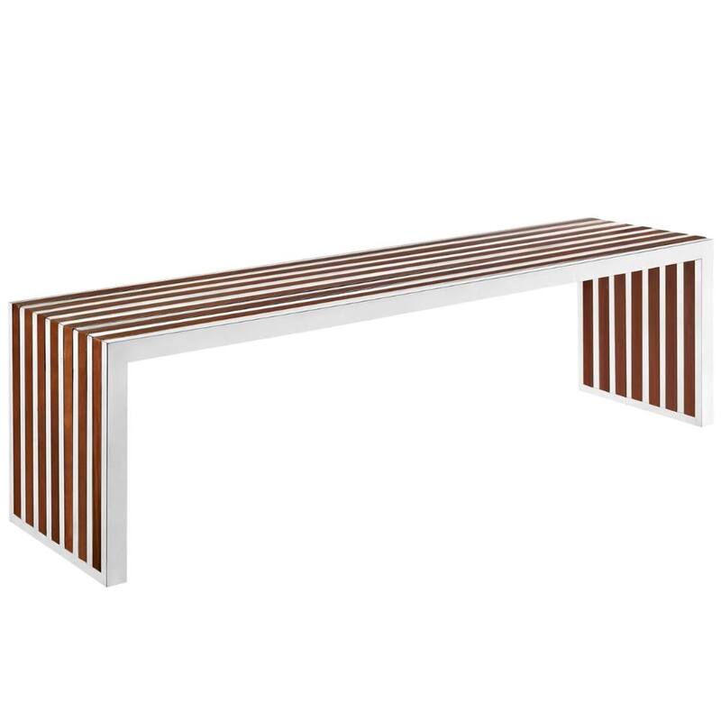 Nove Walnut Large Bench - Stainless Steel