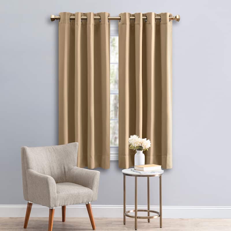 Ultimate Blackout 54-Inch Short Length Grommet Curtain Panel - 56"w x 54"l - Sand