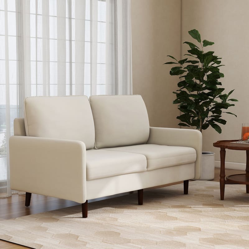 Velvet Loveseat Sofa With Wood Legs