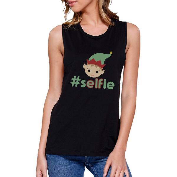 Shop Hashtag Selfie Elf Muscle Top Womens Christmas Workout Top