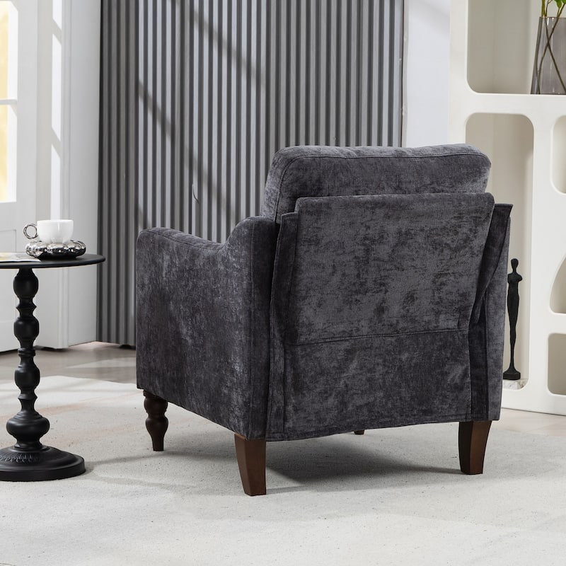 Accent Comfy Chenille Chair w/USB charging port - DARK GREY