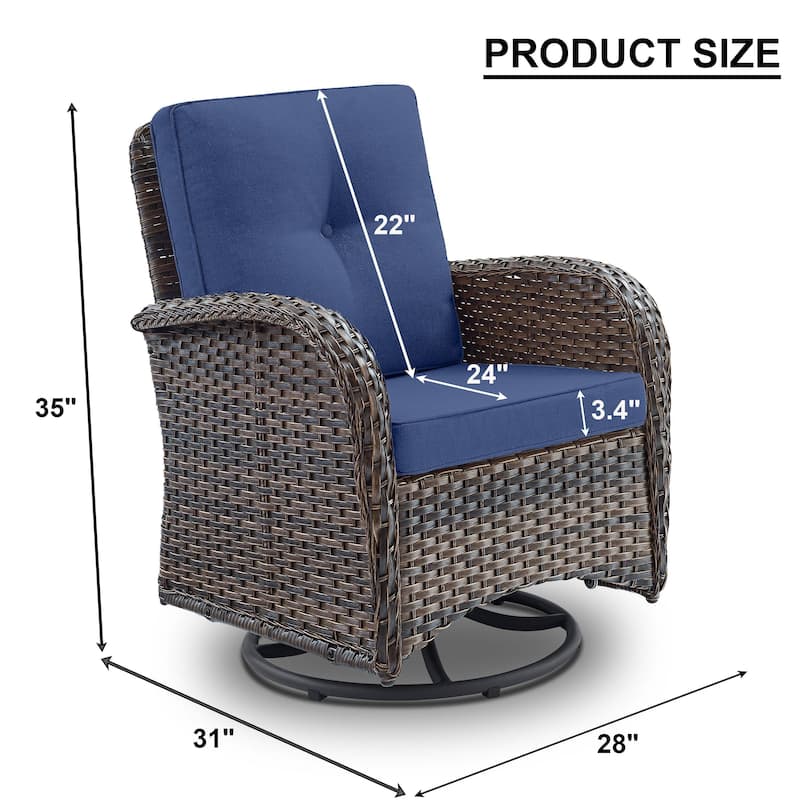 Outdoor Swivel Patio Chair, 360° Rotating Chairs - Brown