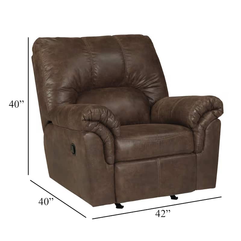 Limu Accent Manual Recliner Chair, Plush Classic Brown Faux Leather