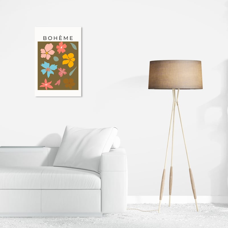 Wynwood Studio Canvas Floral and Botanical Boheme Flowers Pink and Modern & Contemporary Wall Art Canvas Print - Pink, Green - 24 x 16