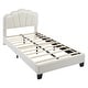 preview thumbnail 17 of 48, Twin/Full Size Upholstered Bed Frame with Flower Shaped Headboard, Elegant Platform Bed with Wooden Slats Support & LED Light