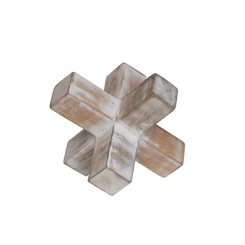 Decorative Mango Wood Jack Cross Design - 6.0"L x 6.0"W x 6.0"H