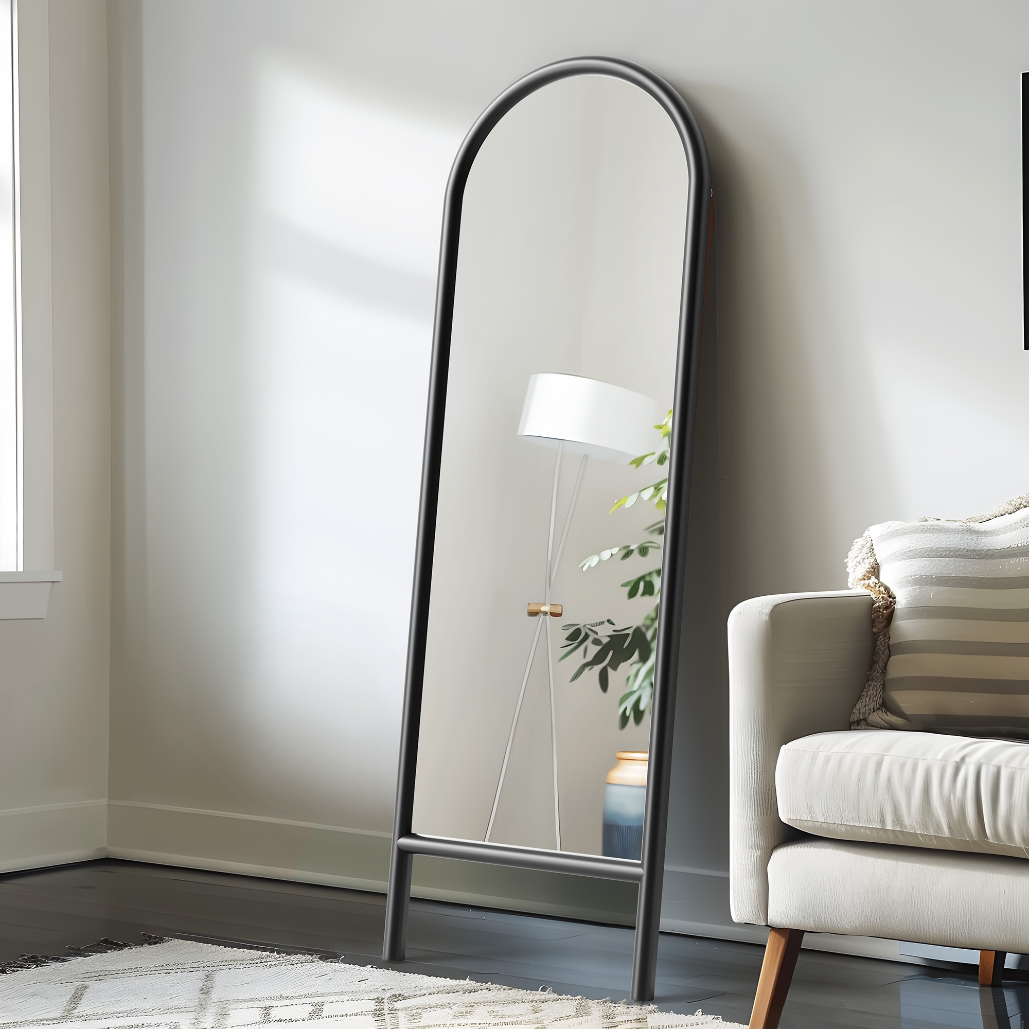 Wooden Frame Ladder-Style Wall Mirror - 64*21 - On Sale