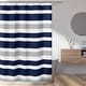 preview thumbnail 2 of 3, Navy Blue and Gray Stripe Shower Curtain