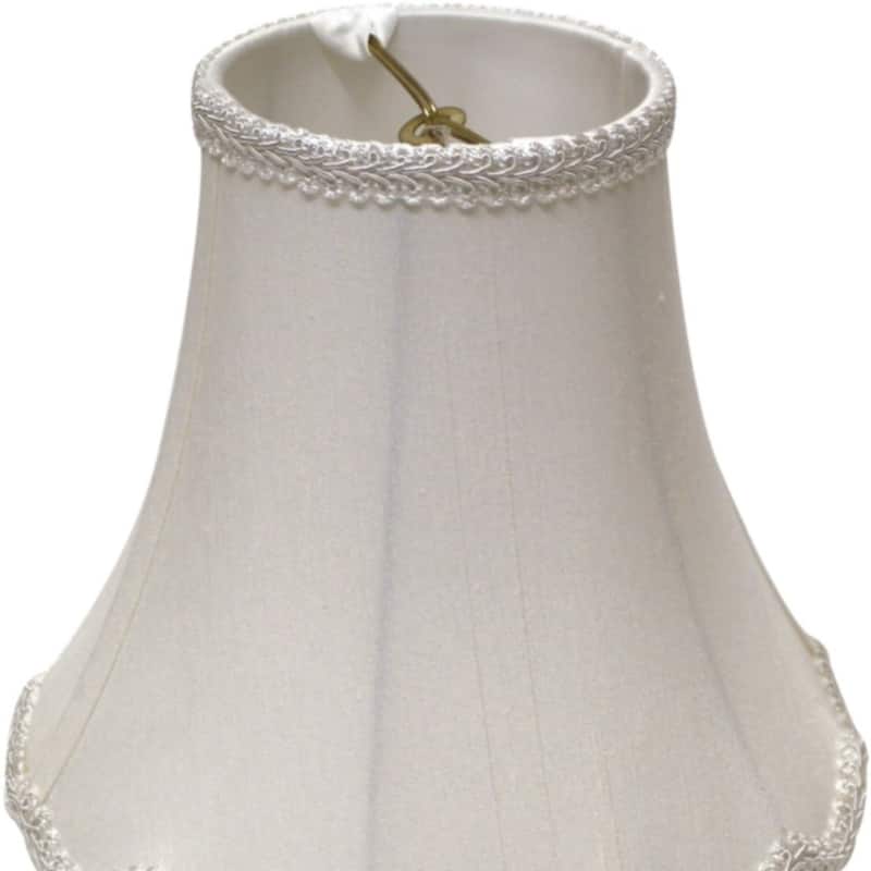 16" White Slanted Scallop Bell Monay Shantung Lampshade - 16"x16"x12"
