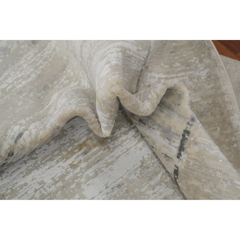 Machine Made Oriental Polyester Carpet Abstract Multi-Colored Distressed Area Rug - 7' 5'' X 5' 2''