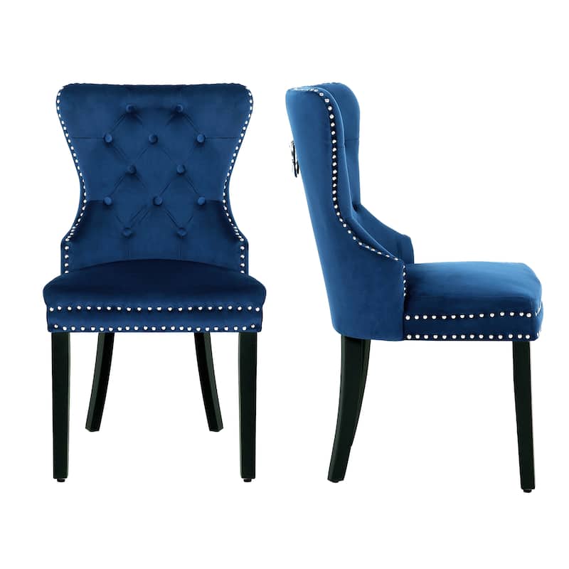 Grandview Tufted Upholstered Dining Chair (Set of 2) with Nailhead Trim and Ring Pull - Royal Blue
