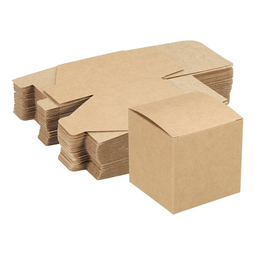 Paper Cardboard Boxes Gift Paper Box Brown 3.1x3.1x3.1 Inch for Gift Wrap 15Pcs