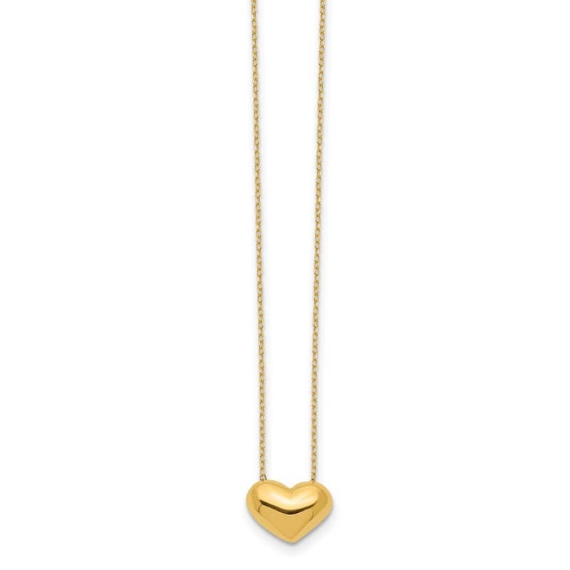 Curata 14k Yellow Gold 18" 12mmx8mm Puffed Heart Layering Necklace