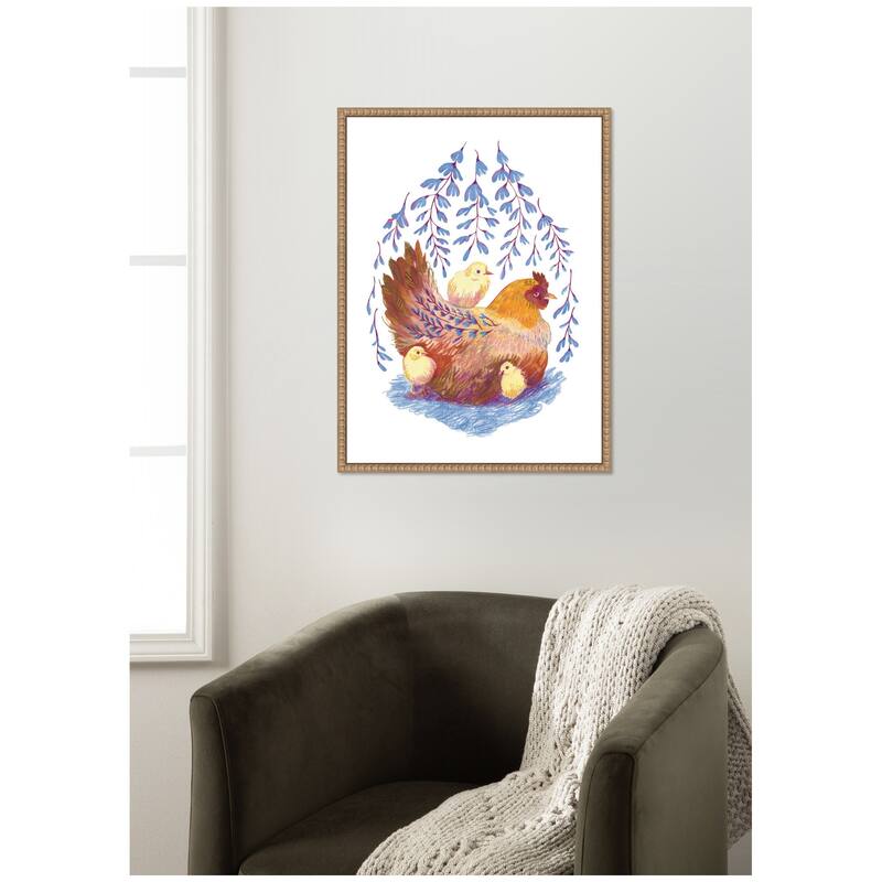 Kate and Laurel Whisteria Hen by Lucia Gianello Framed Canvas Wall Art Print