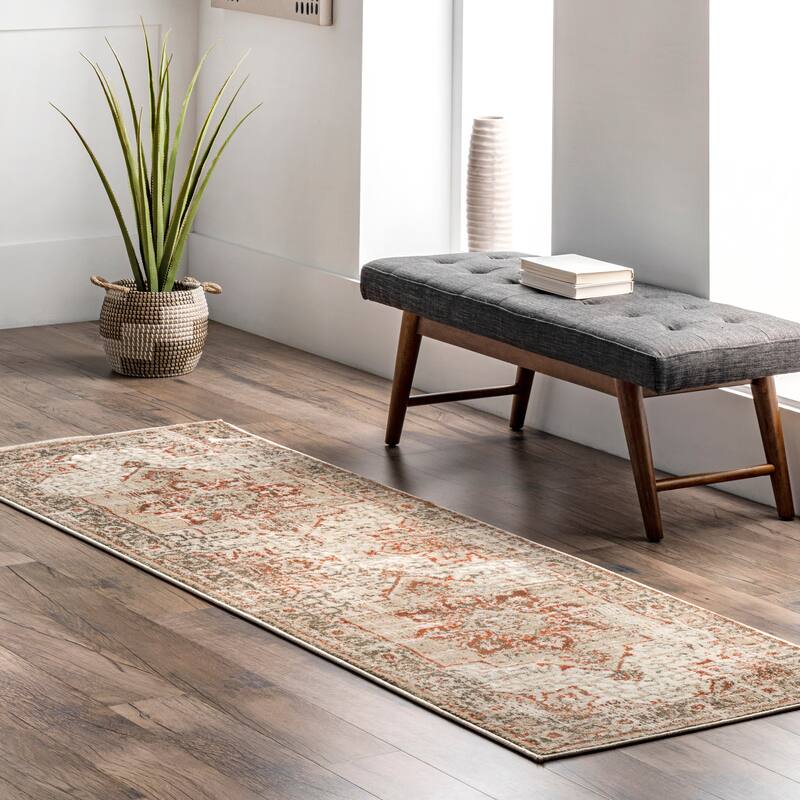 Nuloom Charlotte Faded Medallion Area Rug - 2'6" x 8' Runner - Beige - Runner