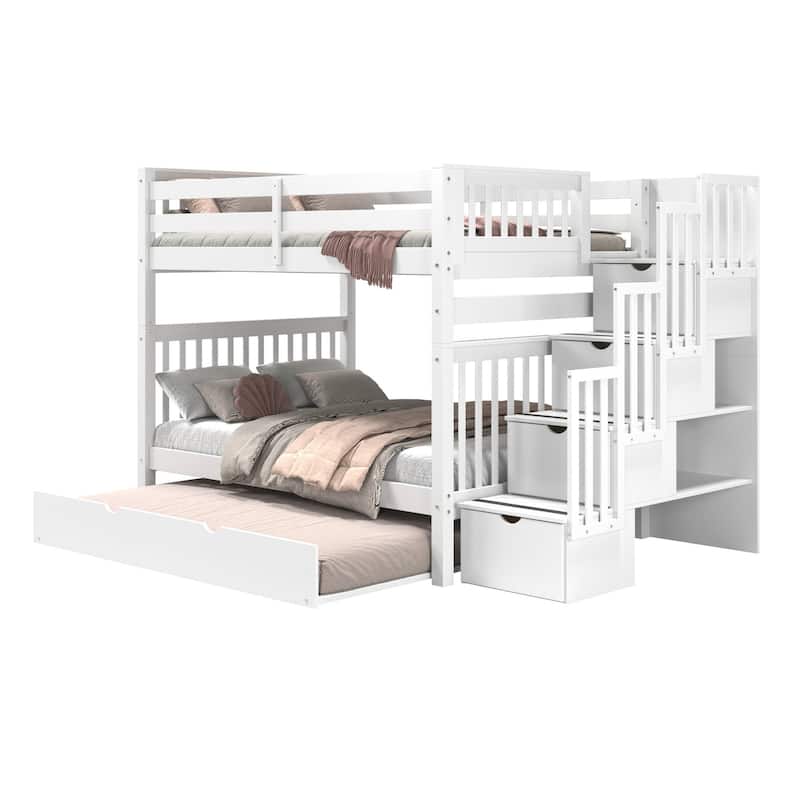 Taylor & Olive Trillium Full over Full Stairway Bunk Bed, Twin Trundle