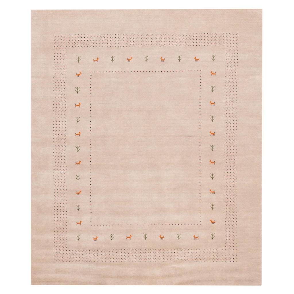 ECARPETGALLERY Hand Loomed Kashkuli Gabbeh Light Grey Wool Rug - 8'0 x 9'4