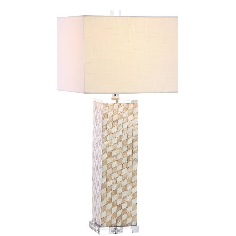 Seashell 30.5" Seashell/Crystal LED Table Lamp, Cream by JONATHAN Y