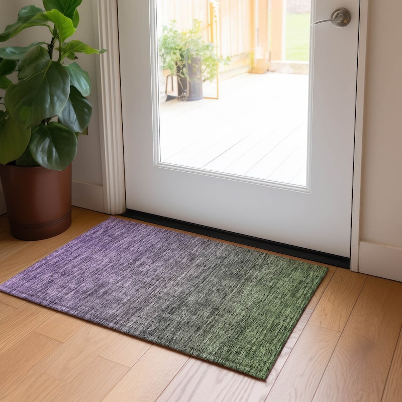 Machine Washable Indoor/ Outdoor Chantille Solid Ombre Rug