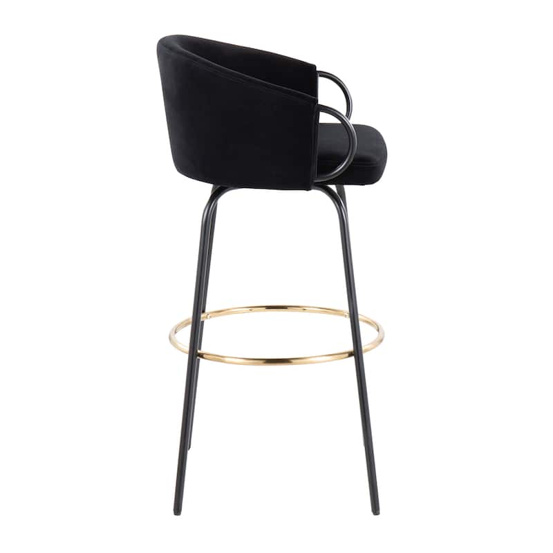 Silver Orchid Battista 30" Fixed-Height Bar Stool with Black Metal Legs & Round Footrest (Set of 2)