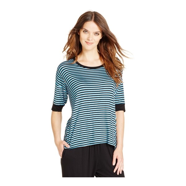 Shop Dkny Womens Striped 3/4 Sleeve Pajama Sleep T-Shirt - Overstock ...