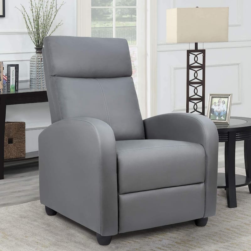Homall Recliner Chair PU Leather Single Living Room Sofa Recliner - Grey