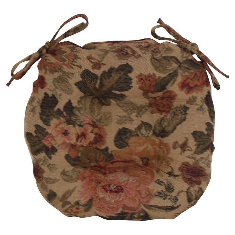 16-Inch Round Woven Tapestry Tufted Chair Cushions (Set of 2 or 4) - 16 x 16