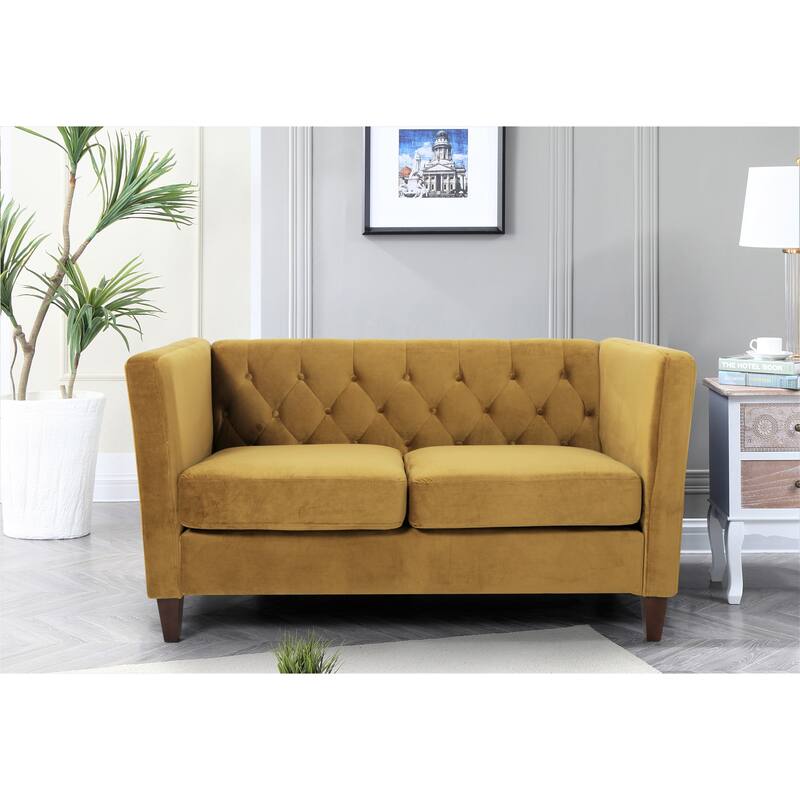 Lisette Velvet 2PCs Living Room Set Sofa & Loveseat