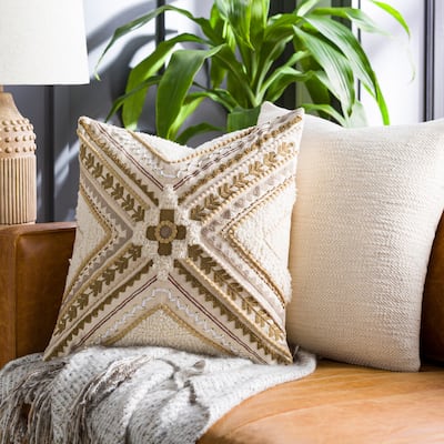 Skylah Detail Embroidered Woven Throw Pillow