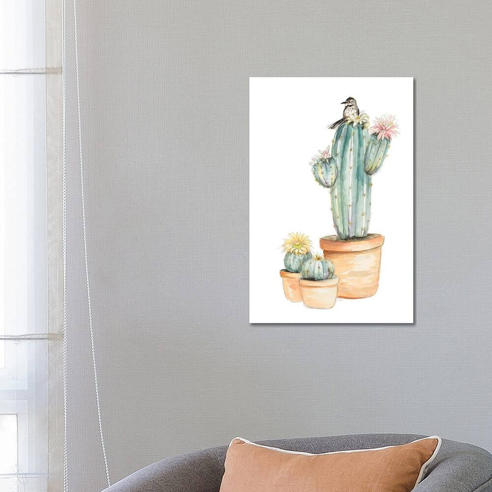 iCanvas "Bird On Flower Cactus" by Patricia Pinto Canvas Print