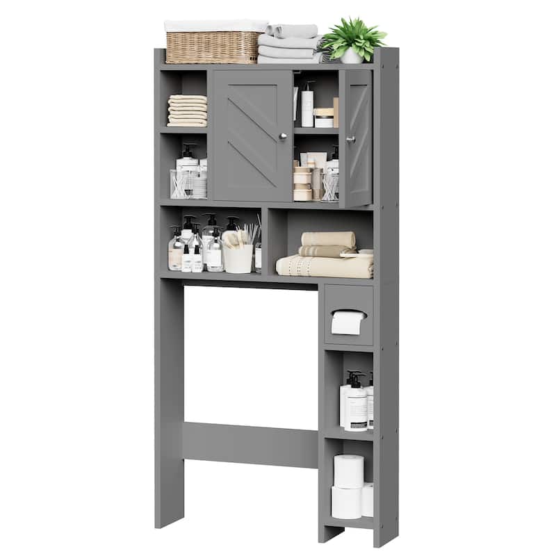 Over-The-Toilet Storage Cabinet – 2-Door Bathroom Organizer with Tissue Holder
