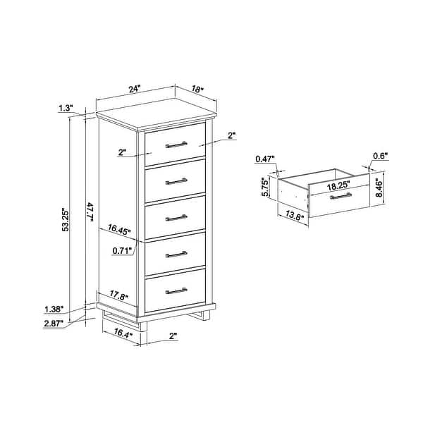 Contemporary 24-Inch Tall Chest with 5 Drawers - Bed Bath & Beyond ...