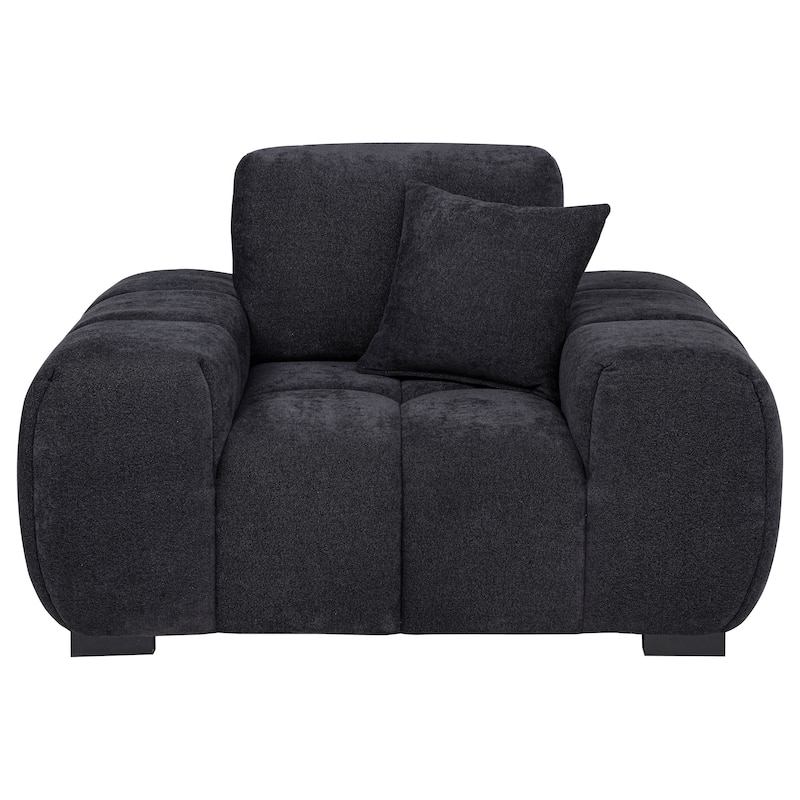 Octavia Fabric Upholstered Track Arm Accent Chair Black - 54.75" x 41.75" x 35.5"