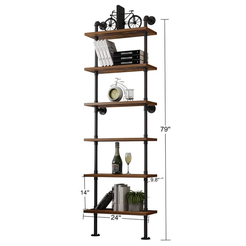 Industrial Pipe Shelf - 9.8"D x 24"W x 79"H