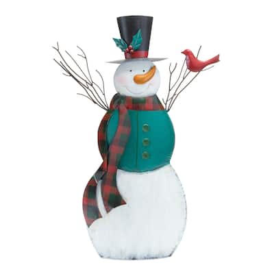 Snowman with Cardinal Christmas Figure - 26.25"