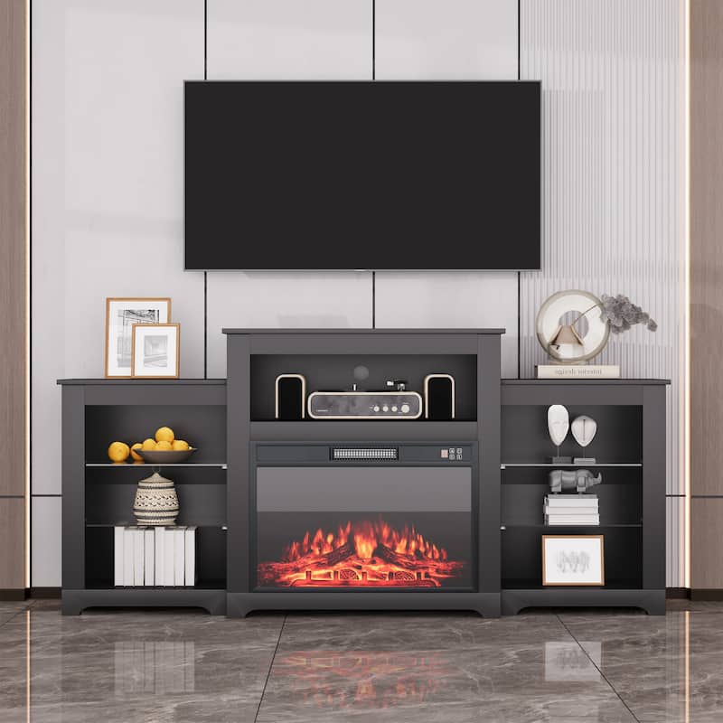 EROMMY Electric Fireplace Heater Mantel TV Cabinet, Media Entertainment Center, Energy Efficient Heater