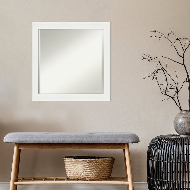 Beveled Wall Mirror - Vanity White Narrow Frame - Vanity White Narrow