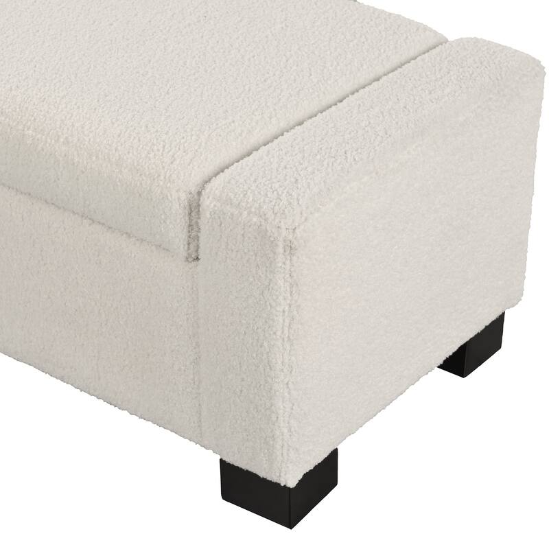 Roomfitters Upholstered Storage Ottoman Bench with Hinged Lid, Rectangular Accent Seat for Living Room, Bedroom