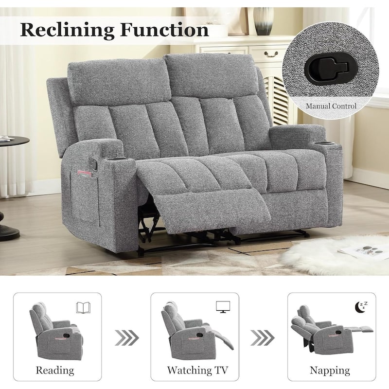 Recliner Sofa for Living Room, Extra Wide Modern Overstuffed 1/2/3 Seat Reclining Manual Sofa Chair