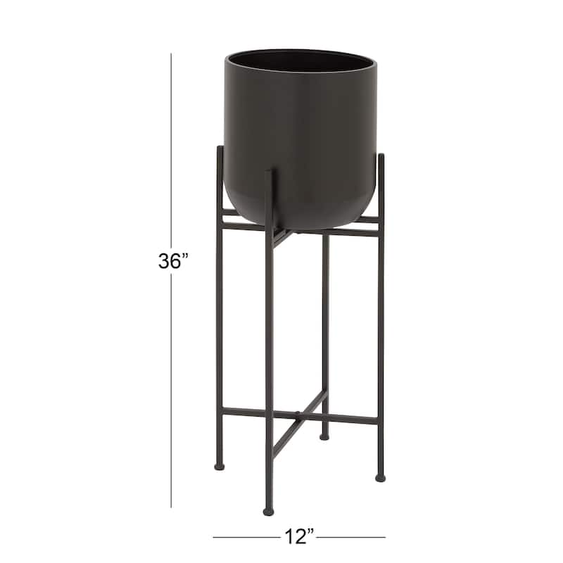 Metal Indoor Outdoor Planter with Removable Stand - Black - Roche River Decor