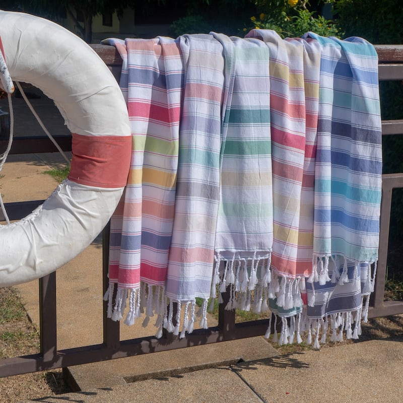 SandFree Cotton Oversized Turkish Beach Towel with Tassels - 35x75