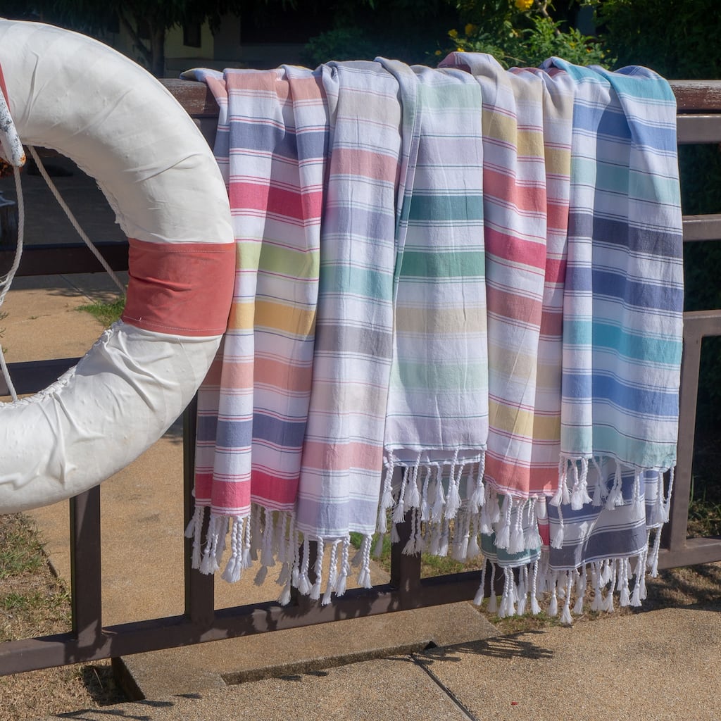 SandFree Cotton Oversized Turkish Beach Towel with Tassels - 35x75