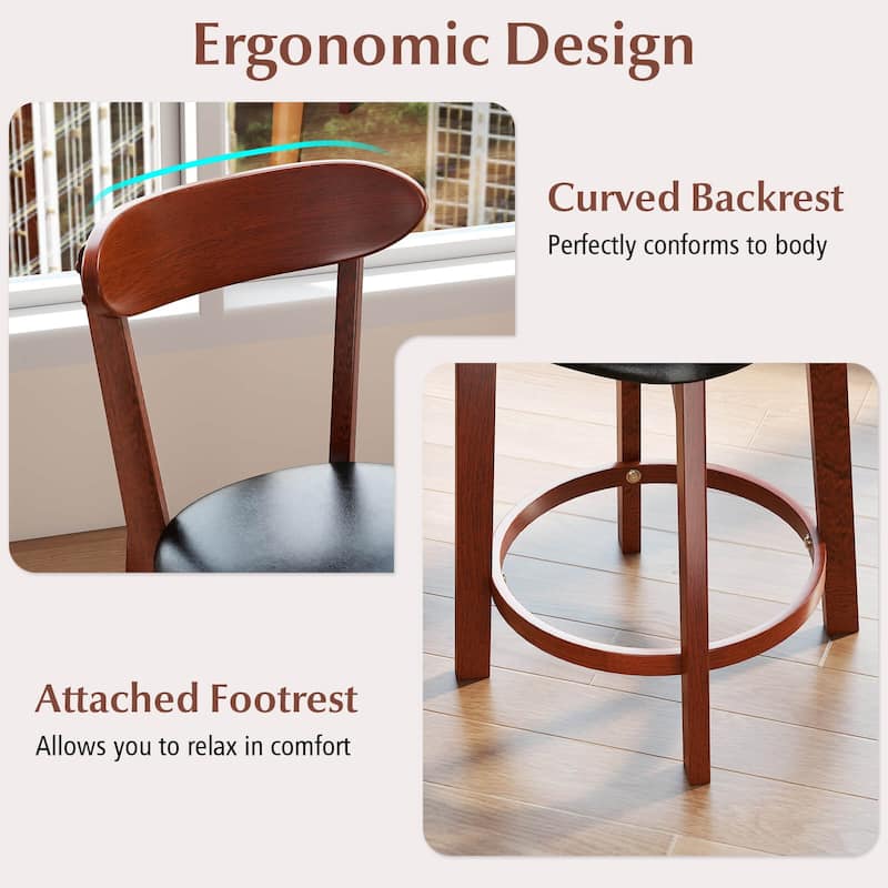 Costway 23.5" Bar Stool Set of 2/4 with Curved Backrest & Footrest - See Details
