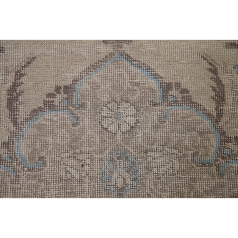 Distressed Traditional Tabriz Persian Vintage Rug Handmade Wool Carpet - 9'7" x 12'4"