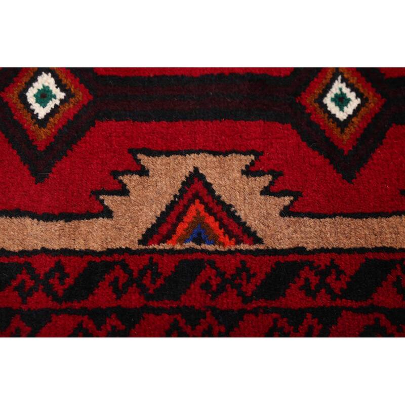 ECARPETGALLERY Hand-knotted Baluch Red Wool Rug - 3'4 x 6'5