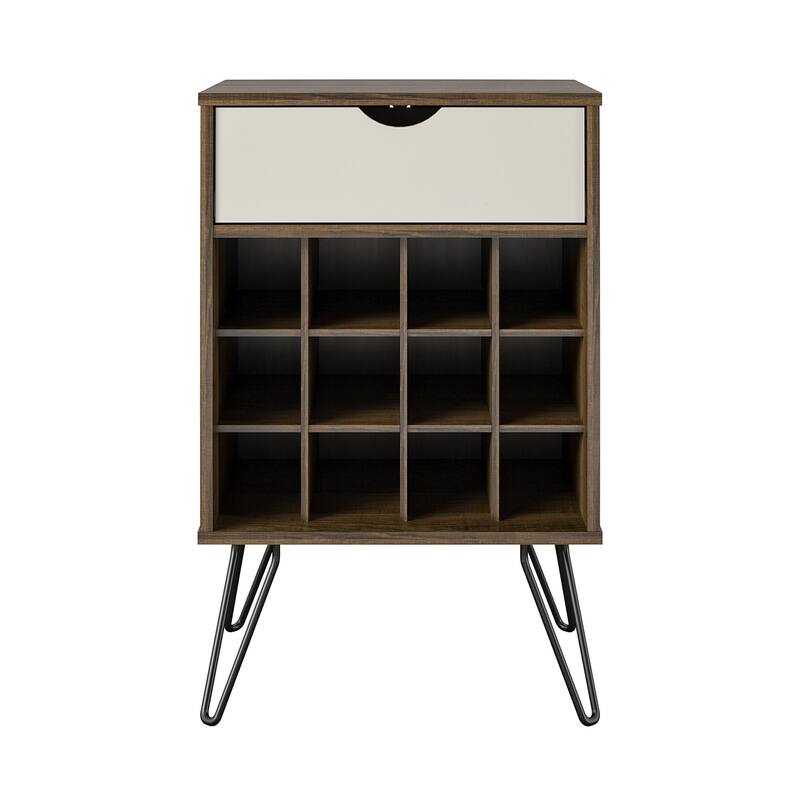 Anmytek Beverage Storage Stand Mid Century Modern 12 Cubbies Drawer Home Bar