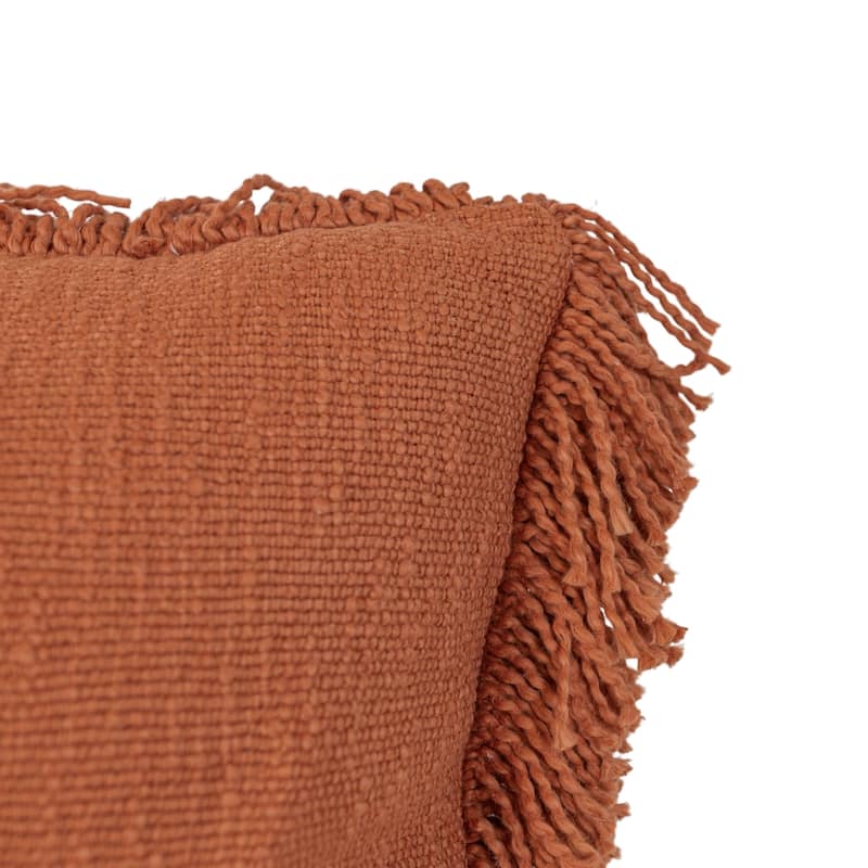 Foreside Home & Garden Rust Yarn Fringe Filled Pillow