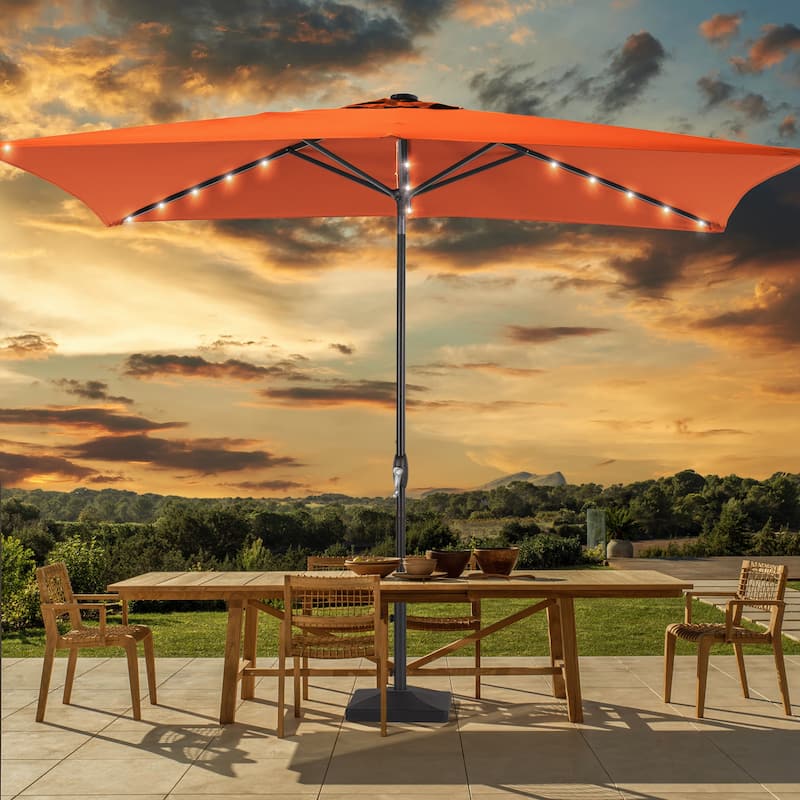 LIVOOSUN 6x9Ft LED Patio Umbrella Weather Resistant Table Umbrella - Orange