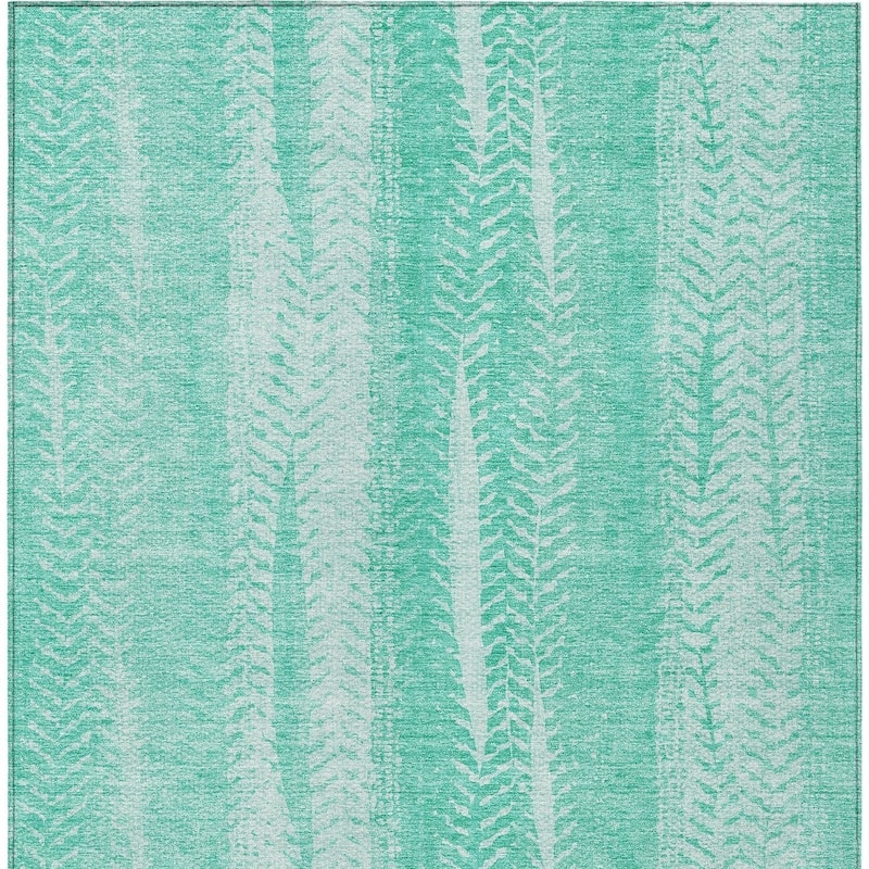 HomeRoots Botanical Leaves Transitional Rectangle Outdoor Rug