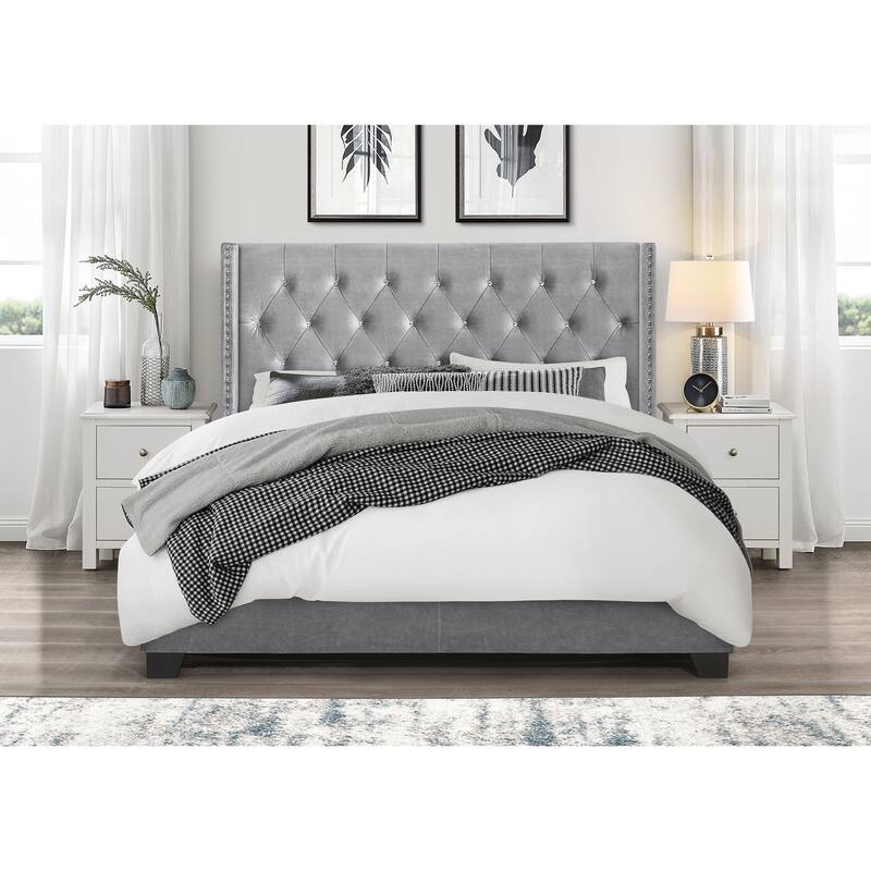 Brady Upholstered Tufted Wingback Panel Bed